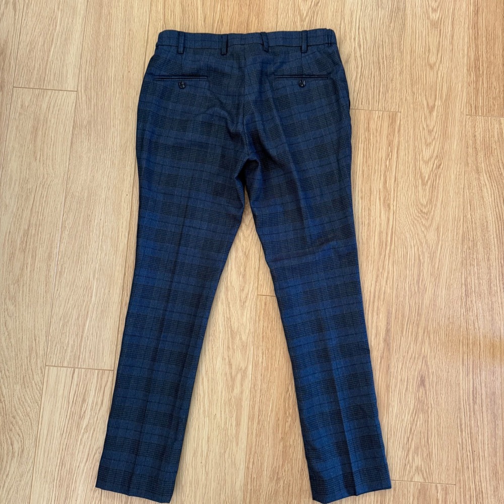 French Crown Suit Mens 42 34x31.5 Gray Blue Plaid Double Breasted AMAZING Wool - Picture 12 of 16